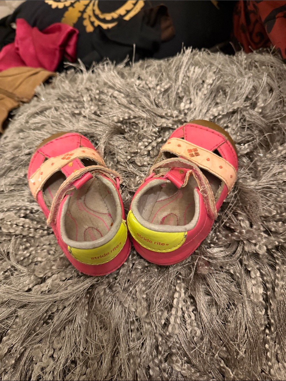 Stride Rite Pink & Neon Yellow Baby Walker Sandals